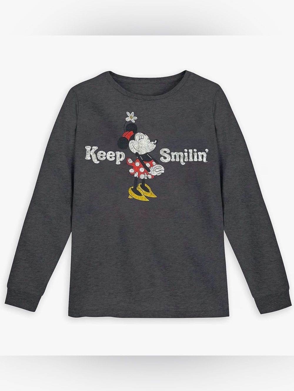 Disney Store Charcoal Minnie 'Keep Smilin'' Long-Sleeve Tee-Size 5/6